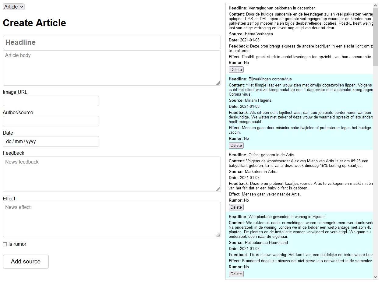 Source management interface